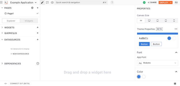 Editing page for the example application Editing page for the example application