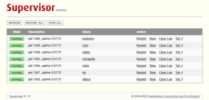 The Appsmith Supervisor page The Appsmith Supervisor page