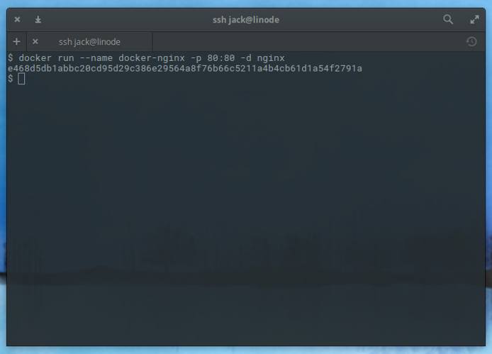 Docker run returns the container ID. Docker run