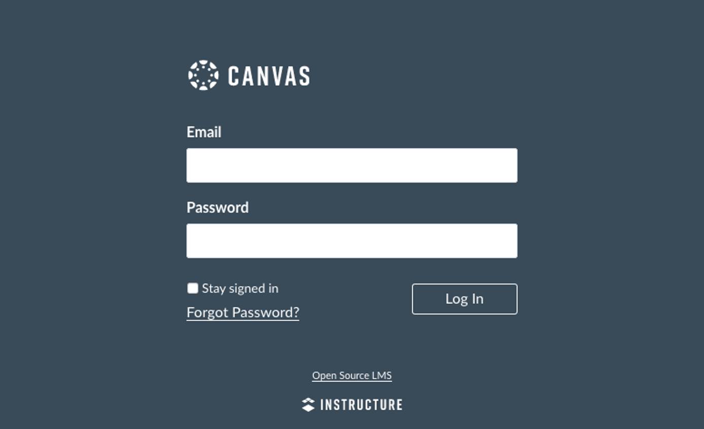 Canvas login page Canvas login page