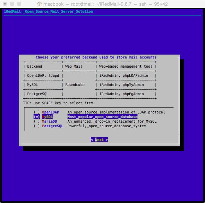 choose backend db choose backend db