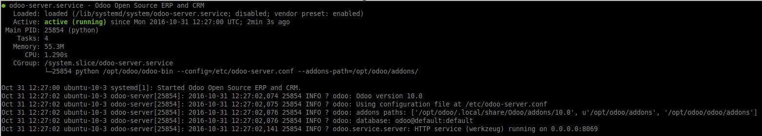 Odoo service status running Odoo service status running