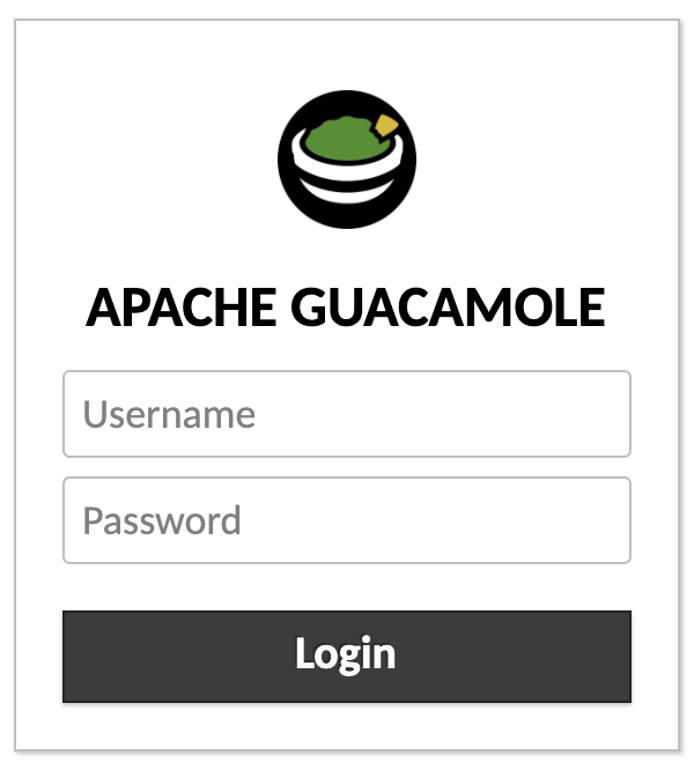 Apache Guacamole login prompt Apache Guacamole login prompt