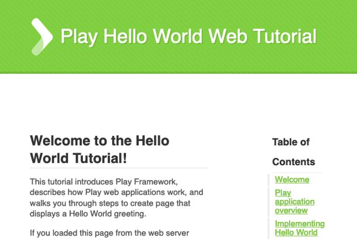 Play “Hello, World!” example application Play “Hello, World!” example application